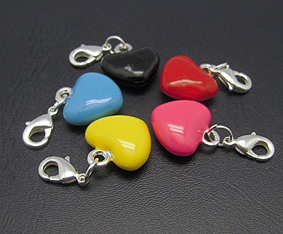 Colorful pendant metal 16x30x7 mm hole 3.5 mm heart