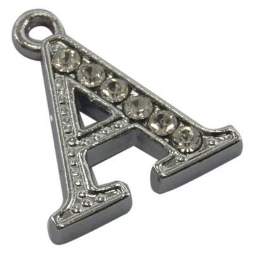 Metal charm with letter jewellery making  15 x 12.5 x 2.5  mm