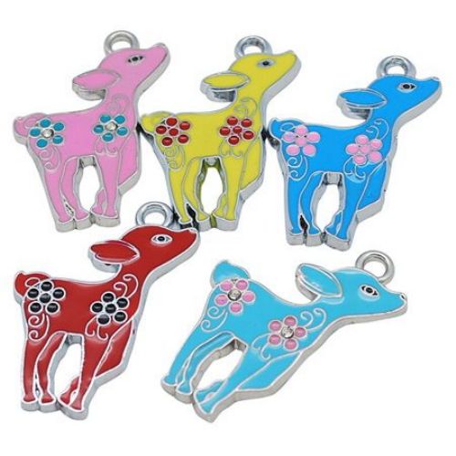Colorful pendant metal hind 33x19x2 mm hole 3 mm