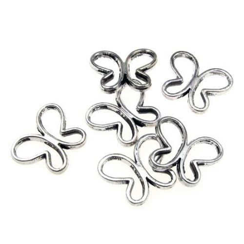 Bead metal butterfly 21.5x18x3 mm hole 2 mm color silver -10 pieces