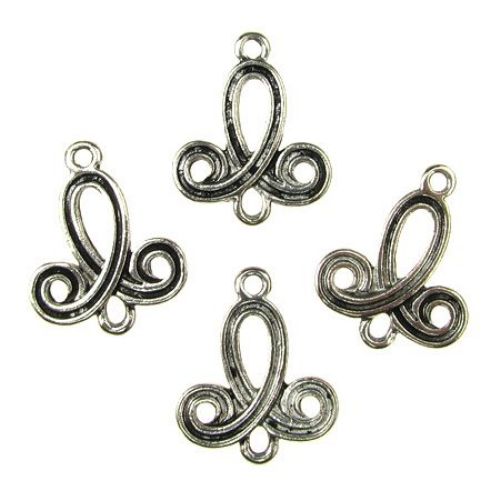 Connecting element metal 22x19x12.5 mm hole 2 mm color silver -5 pieces