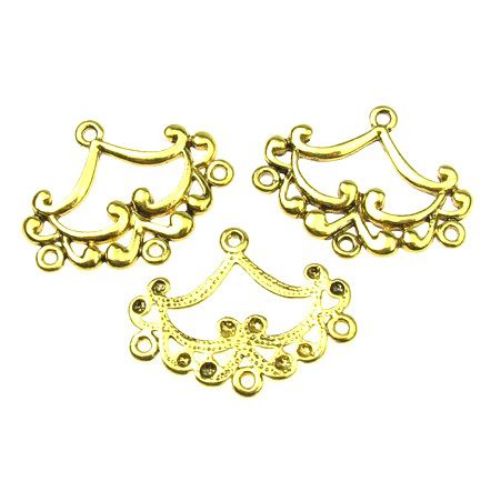 Vintage Connecting Element for Earrings and Necklace, 33x26x2.5 mm, Hole: 2 mm, Old Gold -5 pieces