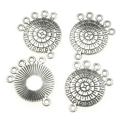 Connecting metal element, tibetan style 26x2 mm hole 2 mm color silver - 4 pieces