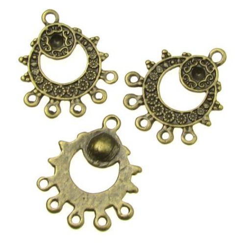 Connecting element,  metal ornament with a place for a crystal 27.5x23x1.5 mm hole 1.5 mm color antique bronze - 4 pieces