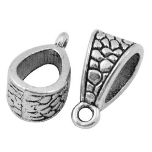 Metal figurine with ring for jewelry, amulets making 14.5x7.5x8.5 mm hole 2 mm color silver - 10 pieces