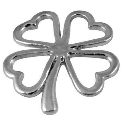 Metal Charm / Four-leaf Clover, DIY for Necklace and Bracelet Jewelry Making, Antique Silver, 32x30x2 mm, 10 pieces