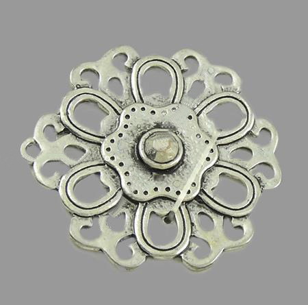Jewelry components,   metal openwork flower pendant 31x4 mm hole 1 mm color silver - 4 pieces