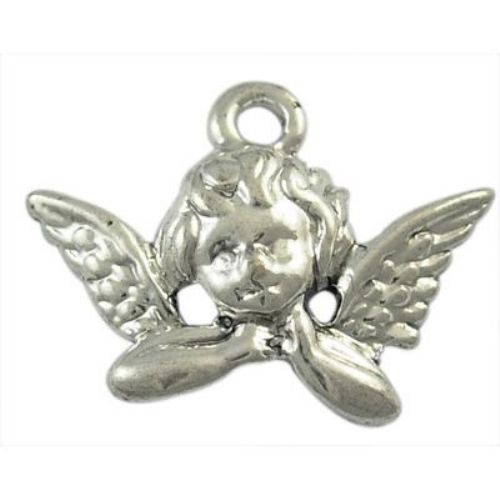Висулка метална ангел 20x15x3 мм дупка 2 мм цвят сребро - 10 броя
