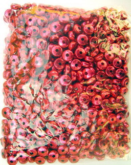 Bead metallized circle 6x3 mm red -50 grams