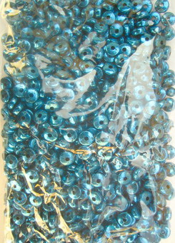 Cerc metalizat de margele 6x3 mm albastru -50 grame