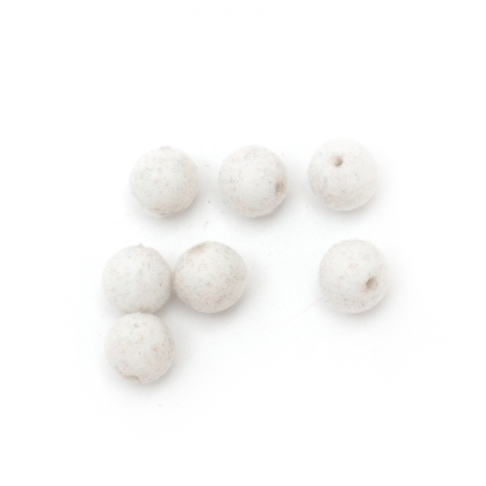 Bead with moss ball 8 mm hole 1 mm white -20 grams ~ 64 pieces