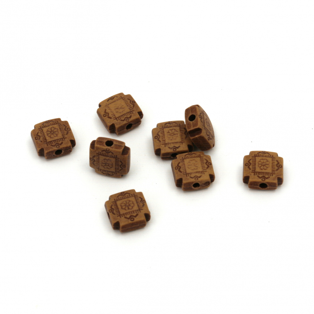 Plastic Bead ANTIQUE / 10x11 mm, Hole: 1.5 mm / Brown - 50 grams ± 125 pieces