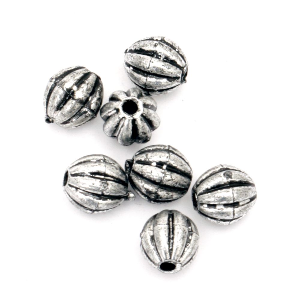 Bead metallic ball 8x8 mm hole 2 mm silver -50 grams ~ 190 pieces