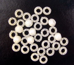 Ball Bead 7x3.5 mm hole 3.5 mm transparent with white - 20 grams ~207pieces