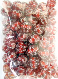 Ball Bead 10x9 mm red with white - 50 grams