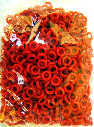 Solid Color Acrylic Beads Ring 8mm. red -50gr.