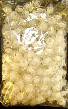 Transparent Acrylic Round Beads, Bead in Bead, White Core 9x8 mm hole 2 mm - 50 grams ~ 125 pieces