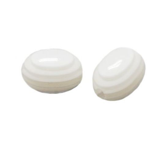 Resin Oval Beads, 12x9x9 mm, Hole: 2 mm, Transparent with White Stripes -50 pieces