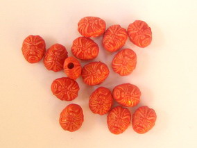 Plastic Oval Mask Bead for DIY Craft and Decoration, 9x8x5.5 mm, Hole: 2 mm, Red -50 grams ~ 250 pieces