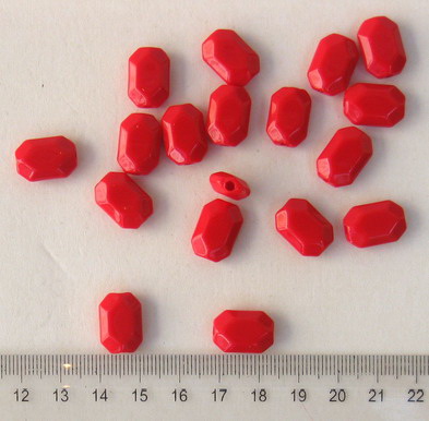 Acrylic polyhedron solid beads for jewelry making 15x10x5 mm hole 2 mm color red - 50 grams ~ 55 pieces