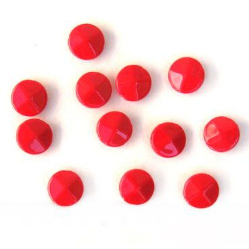 Acrylic coin with edge,  solid beads for jewelry making 8x18 mm red B2 - 50 grams