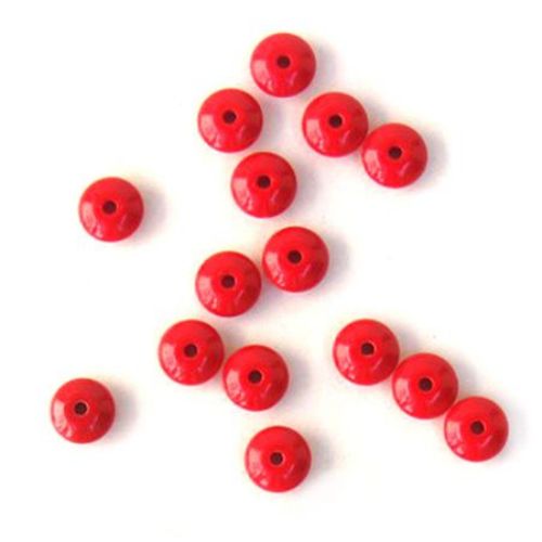 Acrylic disk solid beads for jewelry making 13x7 mm hole 2 mm red - 50 grams ± 70 pieces