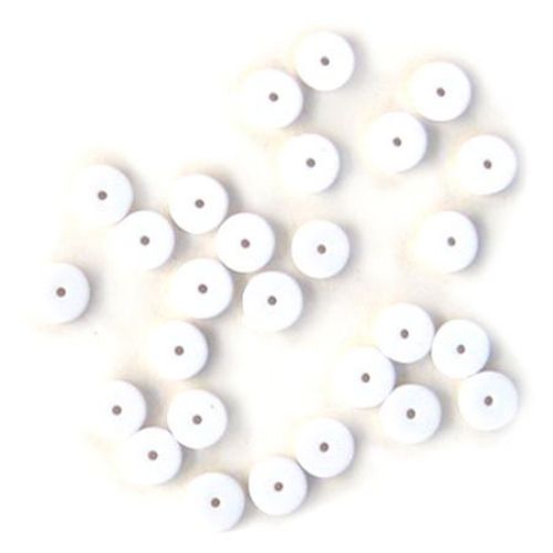Acrylic washer solid beads for jewelry making, flat 10x2.5 mm white - 50 grams