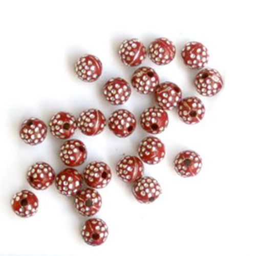 Plastic round bead with imitation of pebbles 5 mm hole 1 mm red - 20 grams ~ 292 pieces