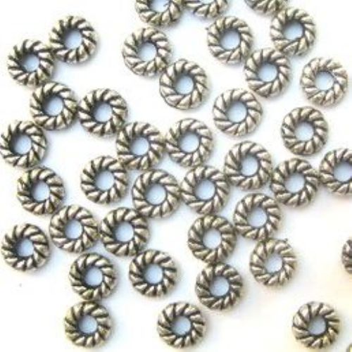 Bead metallic washer 8x3 mm hole 3 mm color silver -50 grams ~ 510 pieces