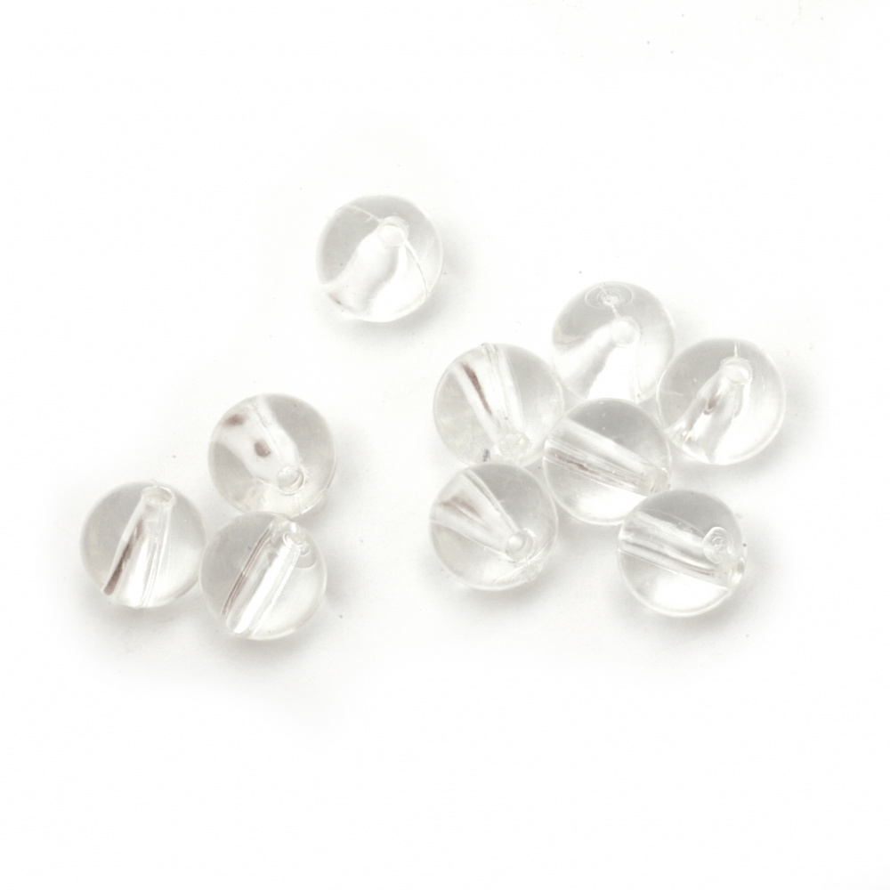 Bead crystal ball 8 mm hole 1 mm transparent -50 grams ~ 170 pieces