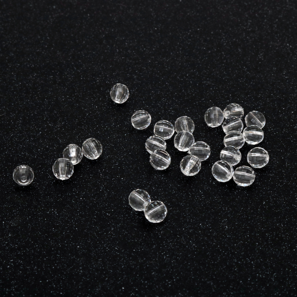 Bead crystal ball 8 mm hole 1.5 mm faceted transparent -50 grams ~ 170 pieces