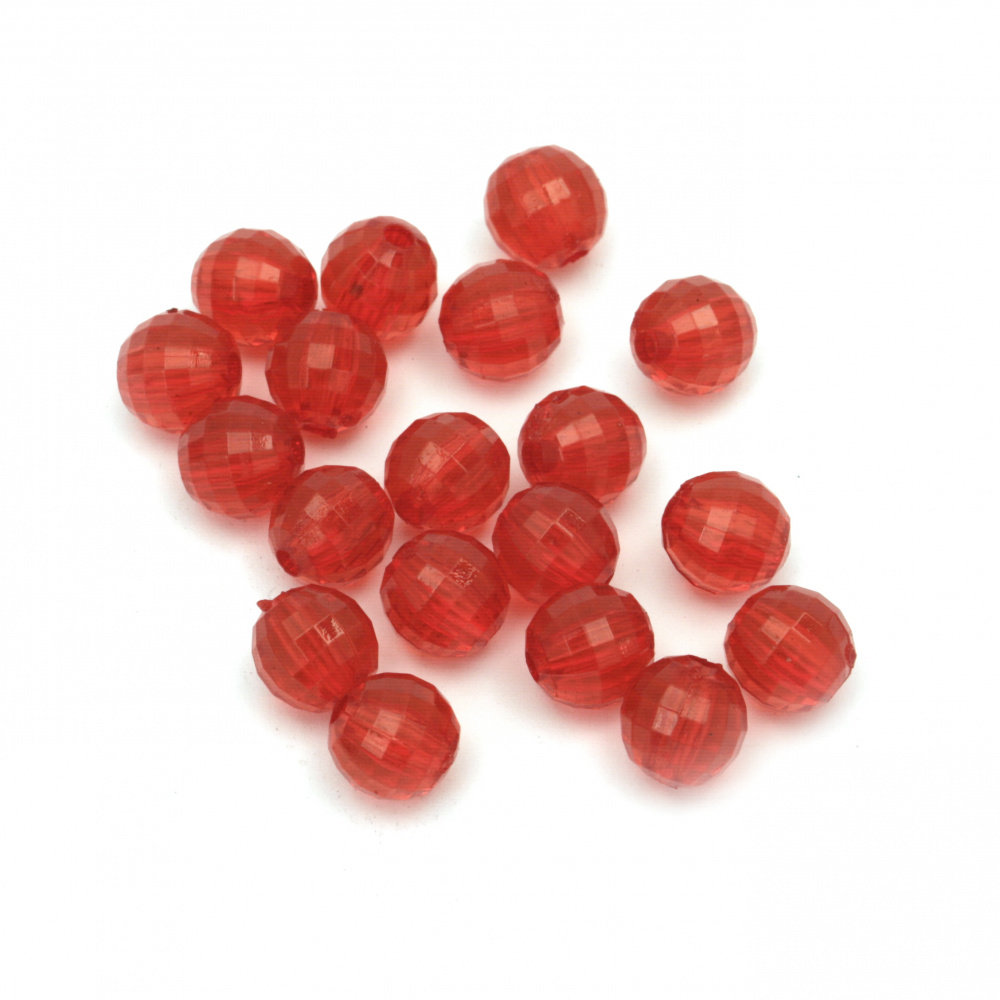 Bead crystal ball 8 mm hole 1.5 mm faceted red -50 grams ~ 170 pieces