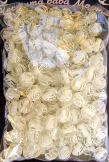 Acrylic Ball-shaped Beads with Rose, 8 mm, Hole: 1.5 mm, Transparent with White -20 grams ~ 40 pieces