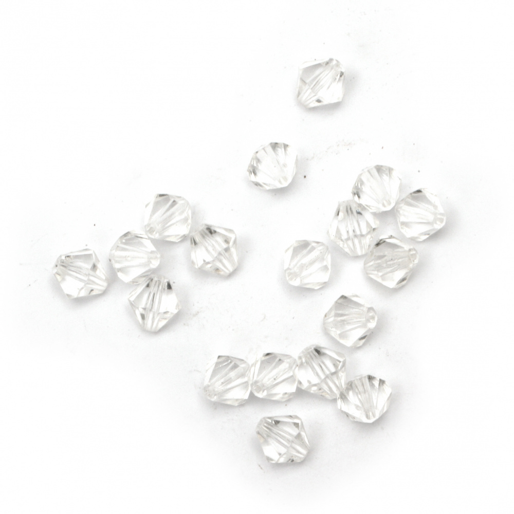 Crystal bead 10x10 mm hole 1 mm transparent -50 grams ~ 120 pieces