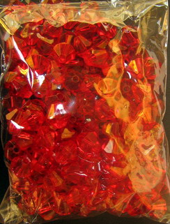 Crystal bead 10 mm hole 1 mm red -50 grams ~ 120 pieces