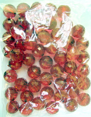 Bead crystal ball 12 mm hole 1.5 mm faceted red -50 grams