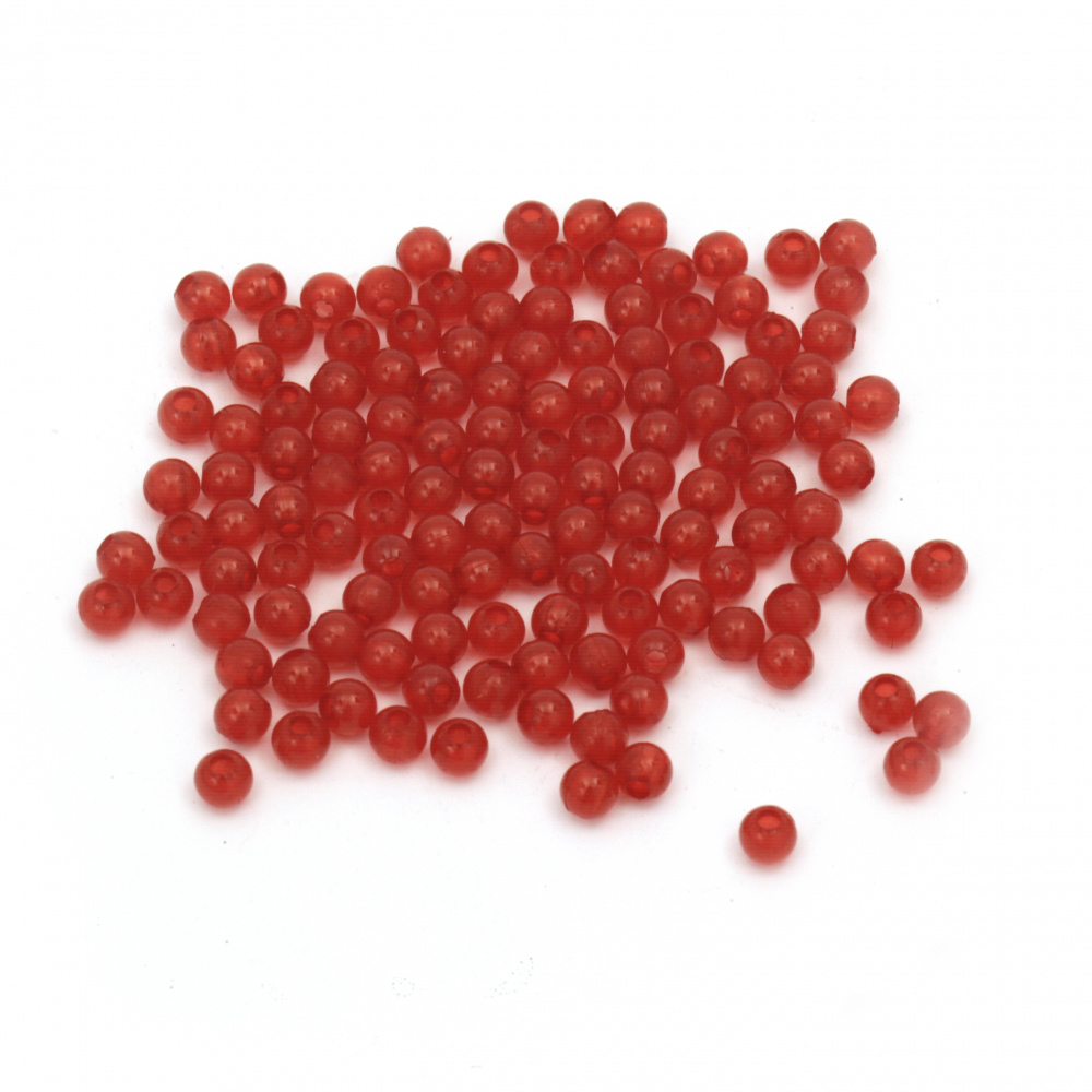Bead crystal ball 4 mm hole 1 mm red -50 grams ~ 1600 pieces