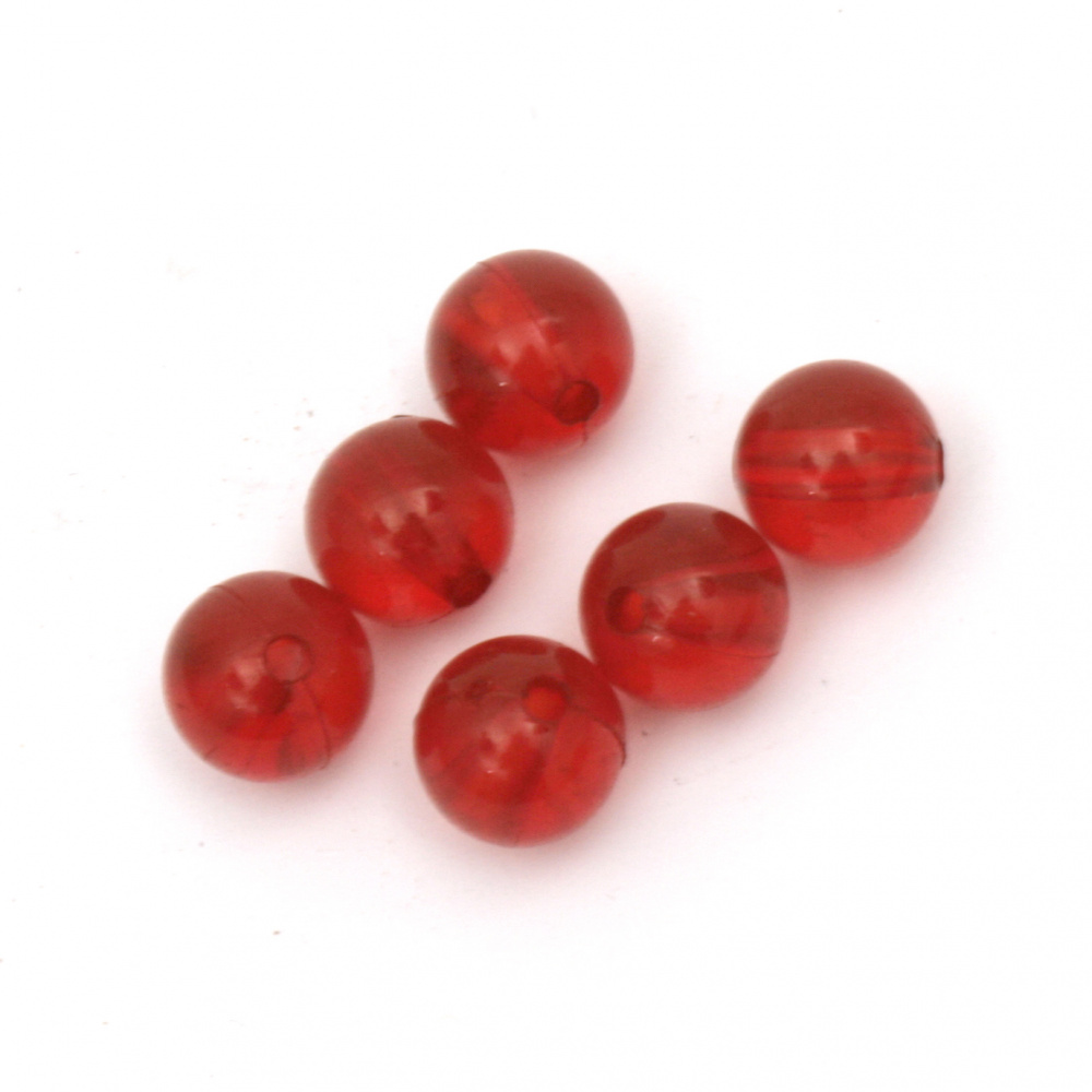 Bead crystal ball 8 mm hole 1 mm red -50 grams ~ 170 pieces