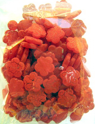Acrylic crackle flower   bead 14 mm red - 50 grams
