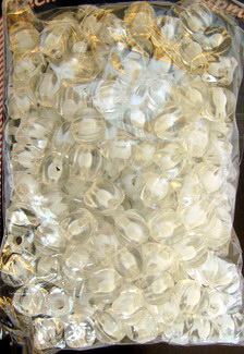 Transparent Acrylic  Rectangular Bead with white base 7.5x8 mm hole 2 mm transparent - 50 grams ~ 170 pieces