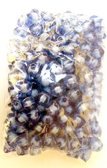 Transparent Acrylic  Rectangular Bead with white base 7.5x8 mm hole 2 mm blue - 50 grams ~ 170 pieces