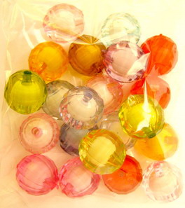 Transparent Acrylic Ball Bead with white base multi-walled 16 mm MIX - 50 grams