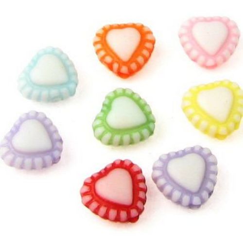 Craft Style Acrylic Beads, Heart, Premium Quality, Faded, Multicolor 7.5 mm hole 1 mm - 50 grams ~ 400 pieces
