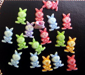 Craft Style Acrylic Beads, Bunny, Faded, Multicolor 14x9mm Hole 1mm - 50g ~ 140pcs
