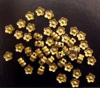 Plastic Flower Beads coated with Metallic Paint, 7x4 mm, Gold -50 grams