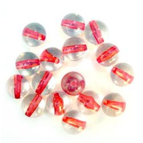 Perlă cu bile roșii cu filet 10 mm gaură 1,5 mm transparent -50 grame ~ 85 bucăți