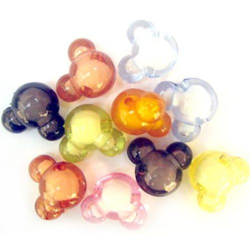 Transparent Acrylic   figure Bead with white base 22x19 mm MIX - 50 grams