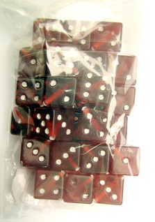 Dice Bead 12 mm red with white - 50 grams