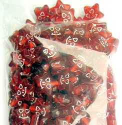 Star Smiling Bead  12mm Red with White - 50g