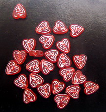 Heart Bead transparent  8x8x4 mm hole 1 mm red and white - 20 grams ~ 136pieces